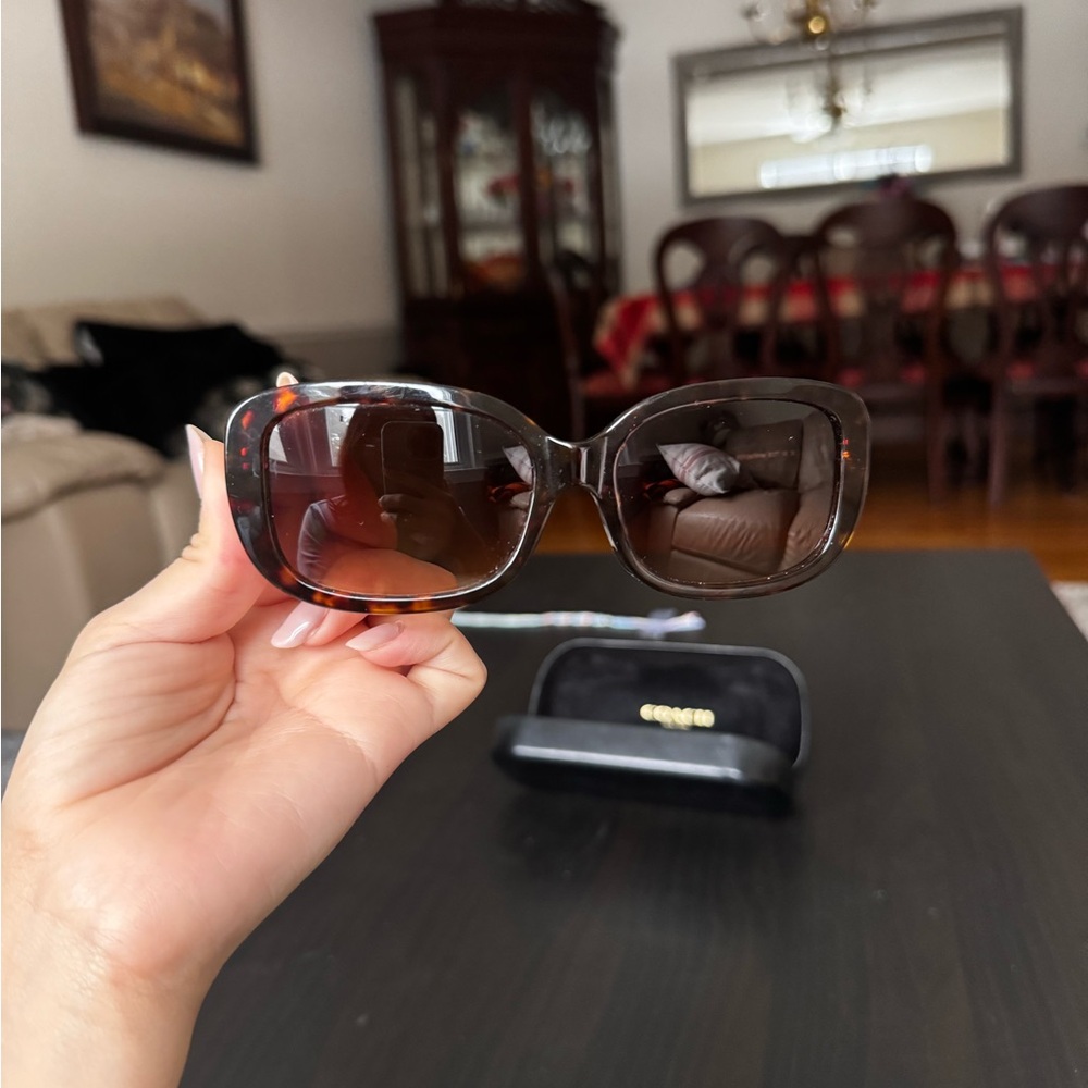 Coach Dark Tortoise Signature Rectangle Sunglasses